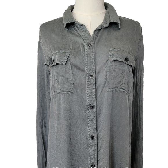 Calvin Klein Gray Button Modal Top Sz M (see measurements) Office Career Preppy - Picture 2 of 10